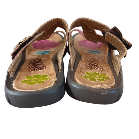 Elite By Corky's Marsh Painted Leather Slide On Sandals Size 6 - Picture 7 of 11